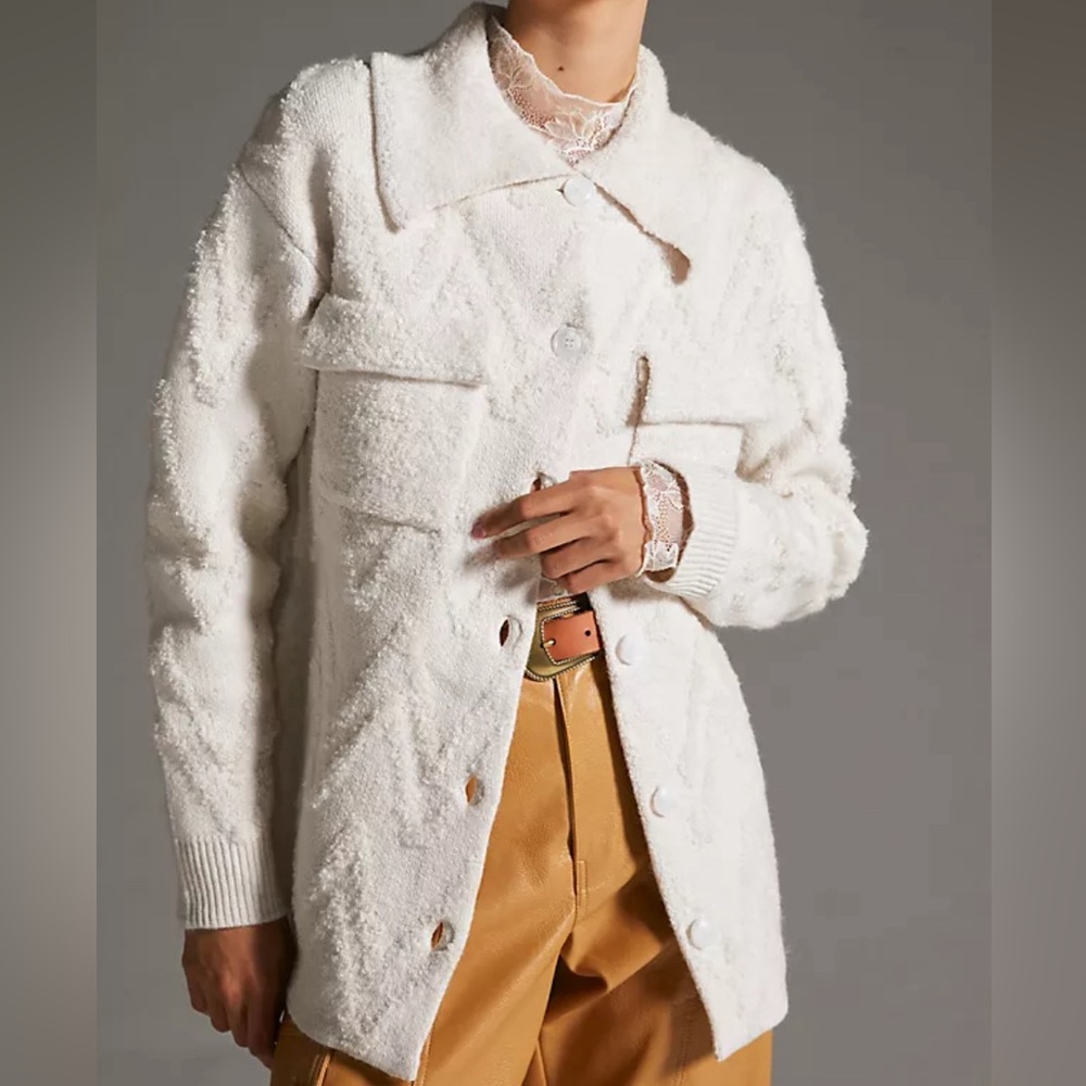 Anthropologie Shirt Jacket with Zig Zag Design